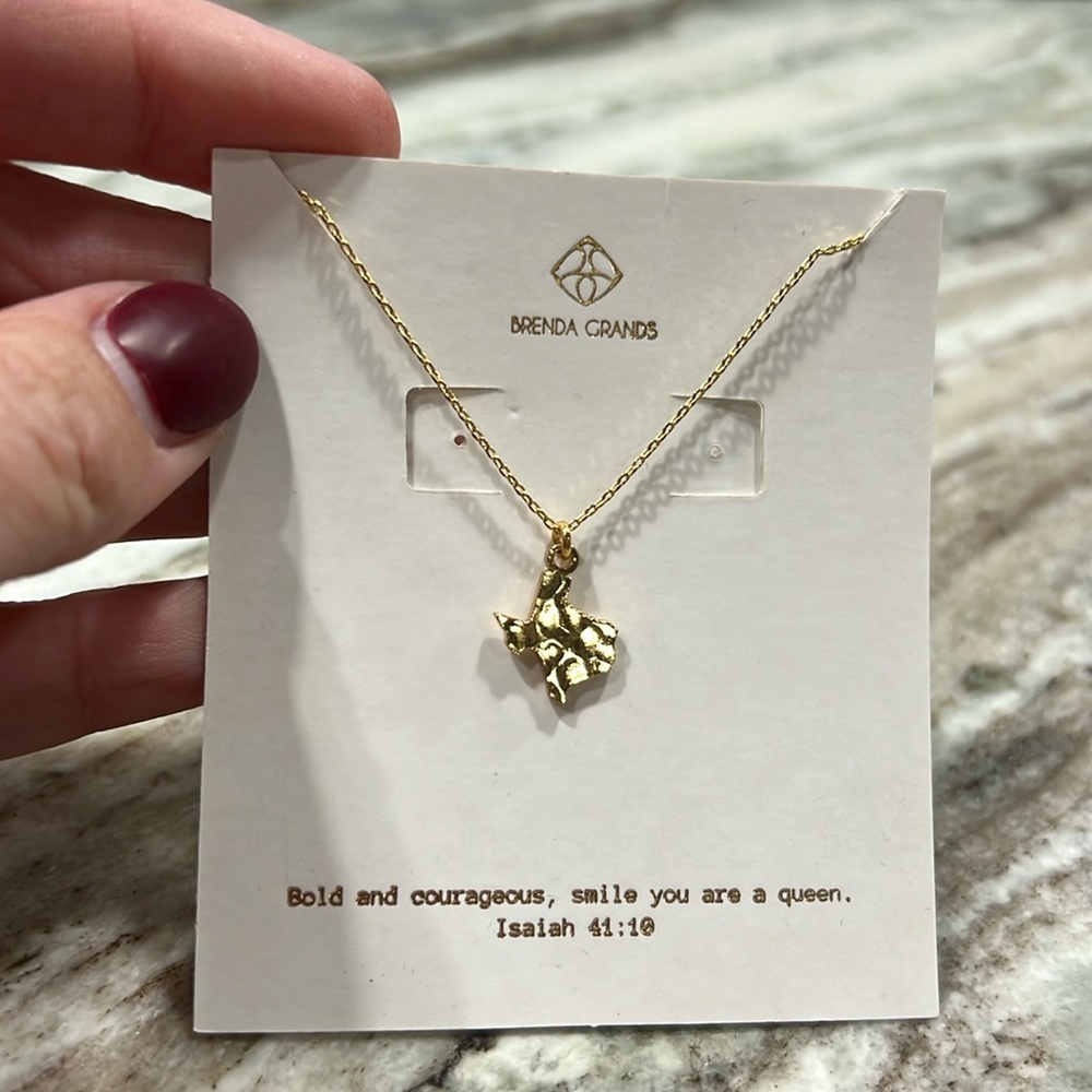 Hammered texture Texas gold necklace